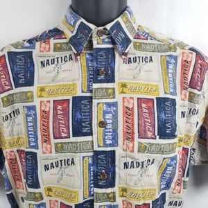 Nautica Men Banners Button Front Short Sleeve
